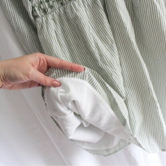 American Eagle Green Cottagecore Striped Smocked Mini Dress Large - Picture 6 of 8